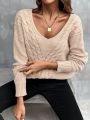 SHEIN Essnce Cable Knit Drop Shoulder Sweater