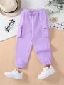 Little Girls' Casual And Fashionable Sports Pants With Side Pockets For Autumn And Winter