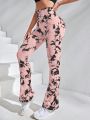 SHEIN Yoga Trendy Tie Dye Flare Leg Sports Pants