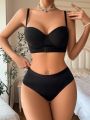 Women's Solid Color Underwear Set