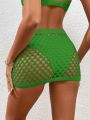 Hollow Out Knitted Cover Up Skirt Without Bikini Bottom