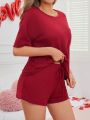 Solid Color Waffle Knit Loungewear Set