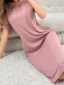 Solid Color Patchwork Tee Shirt Nightgown