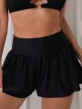 SHEIN Swim Basics Solid Color Swimwear Bottom Skirt