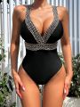 SHEIN DD+ Women's Hollow Out Back One Piece Swimsuit