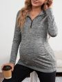 SHEIN Women's Floral Grey Maternity Long Sleeve T-shirt