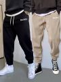 Manfinity Hypemode Men's 2-pack Letter Pattern Drawstring Waist Jogger Pants