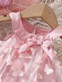 Infant Girls' Butterfly Decor 3d Butterfly Mesh Halter Dress