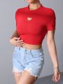 Women's Heart-shaped Hollow Out T-shirt