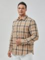 SHEIN Extended Sizes Men Plus Plaid Print Shirt