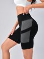 Colorblock Phone Pocket Side Biker Sports Shorts