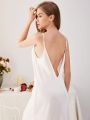 Deep V Back Satin Cami Dress