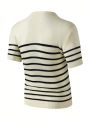 Men's Black And White Striped Knitted Sweater