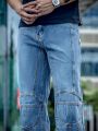 Men Slant Pocket Straight Leg Jeans