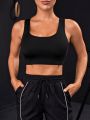 Cut Out Buckle Detail Criss Cross Backless Crop Sports Tank Top