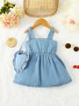 Baby Button Detail Denim Dress