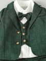 Baby Boy 1pc Lapel Collar Blazer & 1pc Suit Pants & 1pc Bow Front 2 In 1 Shirt