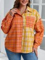 SHEIN LUNE Plus Size Grid Patterned Drop Shoulder Shirt