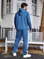 Extended Sizes Men's Plus Size Side Stripe Drawstring Hoodie And Sweatpants Two-piece Set