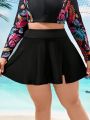 SHEIN Swim SPRTY Plus Size Solid Color Bikini Shorts Skirt