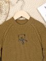 SHEIN Kids Academe Boys' Teddy Bear Pattern Raglan Sleeve Sweater (toddler/little Kid)