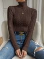 SHEIN Privé Turtleneck Twisted Knit Sweater
