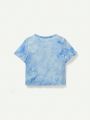 Cozy Cub Baby Boys' Blue & White Tie-Dye Round Neck Regular Shoulder T-Shirt And Shorts Set