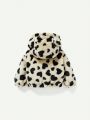 Cozy Cub Baby Girl Heart Print 3D Ear Design Hooded Teddy Jacket