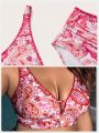 SHEIN Leisure Plus Size Paisley Printed Bikini Swimsuit Set