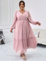 SHEIN Privé Plus Size Ruffle Hem Lantern Sleeve Dress