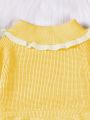 Little Girls' Yellow Collared Sweater Dress