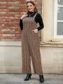 Plus Size Women's Full Printed Geometric Pattern Overall Jumpsuit