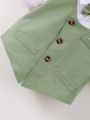 Baby Boy Bow Front 2 In 1 Shirt & Shorts