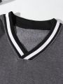 Men's Striped V-neck Fleece Sweatshirt