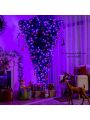 Costway 7ft Upside Down Christmas Halloween Tree Black w/400 Purple LED Lights