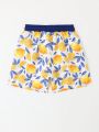 Toddler Boys' Drawstring Lemon Printed Beach Swimming Trunks