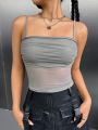 SHEIN EZwear Contrast Mesh Ruched Cami Top