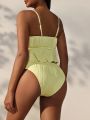 SHEIN Swim Vcay Women's Ruffle Hem Cami Bikini Set