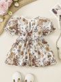 Baby Floral Print Puff Sleeve Dress