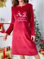 Christmas Embroidery Flannel Night Dress