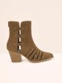 Styleloop Vintage Style Western High Heel Open-Toe Boots