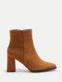 SHEIN BIZwear Side Zipper Chunky High Heel Ankle Boots