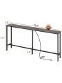 SUPERJARE 70 Inch Console Table with Power Outlets, Narrow Sofa Table, Entryway Table