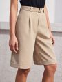 SHEIN BIZwear Ladies' Bermuda Shorts With Buckled Belt