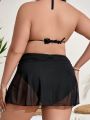 SHEIN Swim Basics Plus Size Swimwear Bottom With Ruched Design For Tummy Control