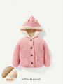 Cozy Cub Baby Girl 3D Ear Design Button Up Hooded Thermal Lined Cardigan