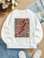 Big Girls' Casual Lightning Print Long Sleeve Sweatshirt, Suitable For Autumn And Winter