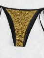 SHEIN Swim SXY Sequin Triangle Thong Bikini Swimsuit