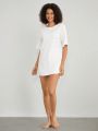 SHEIN Leisure Solid Color Drop Shoulder Homewear Dress