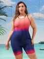 SHEIN Swim SPRTY Plus Size Ombre One Piece Swimsuit